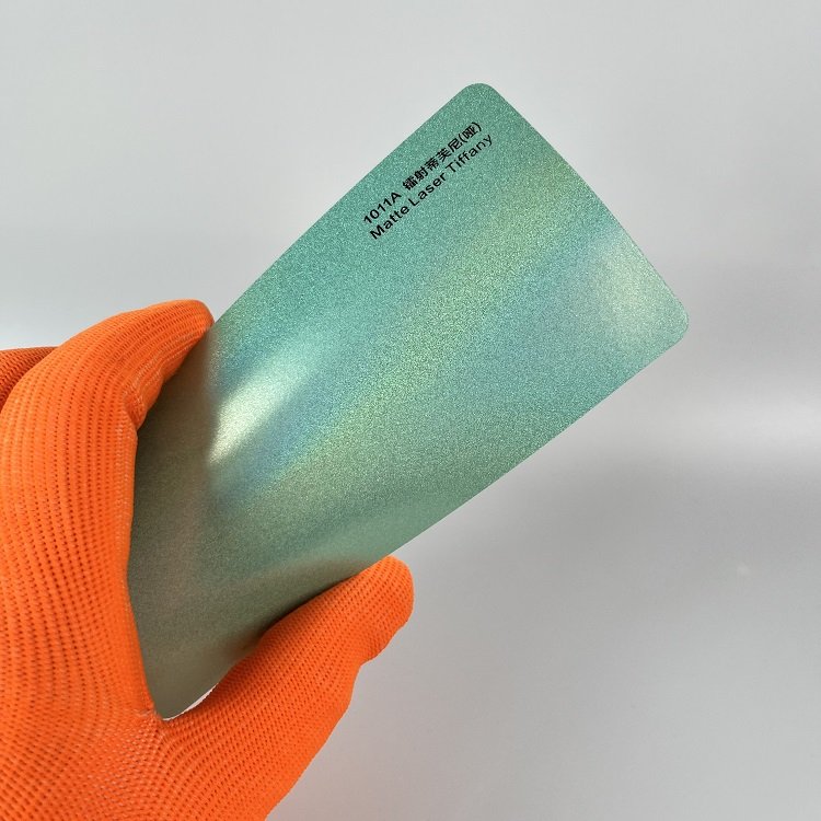 Glossy Laser Baby blue Car Color Change Stickers PVC Vinyl Wrapping Car Film Stretchable Air Release