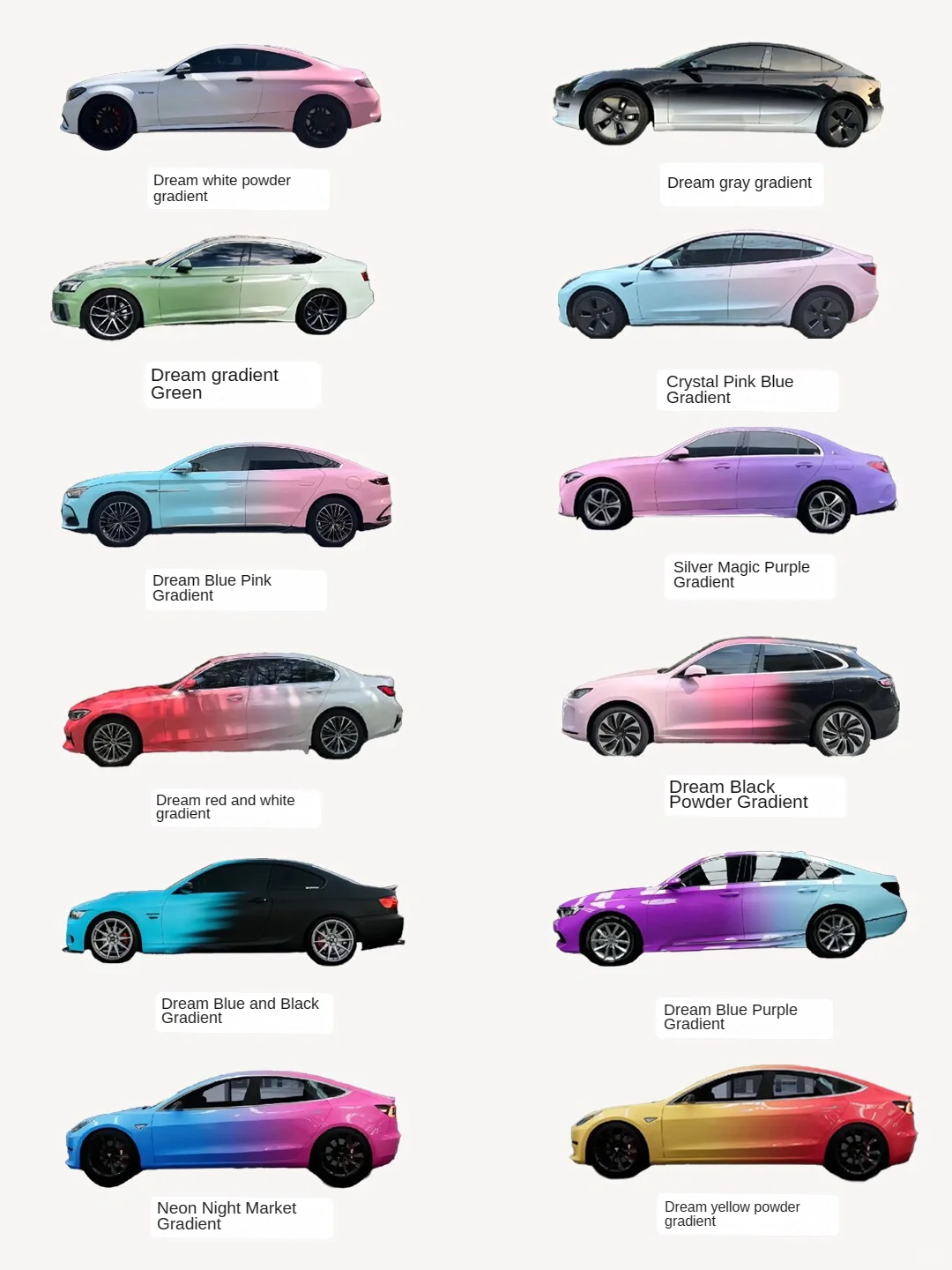 Customizable Full Car Gradient Color Fading Body Pattern Vinyl Packaging Unique Design Car Films