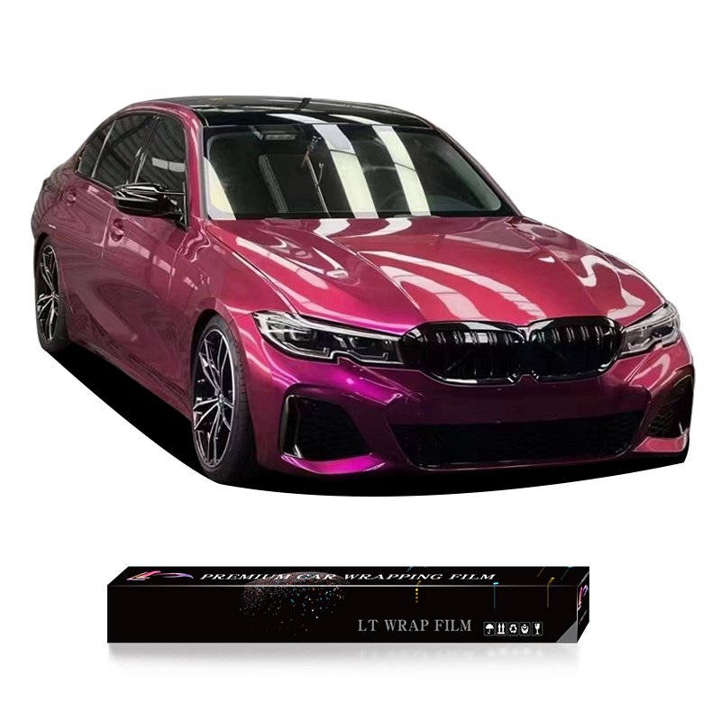 PET Berry Violet Car Film With Bubble Free Purple Wrap Stretch Film Car Wrapping Sticker Self Adhesive Vinyl Rolls For Car