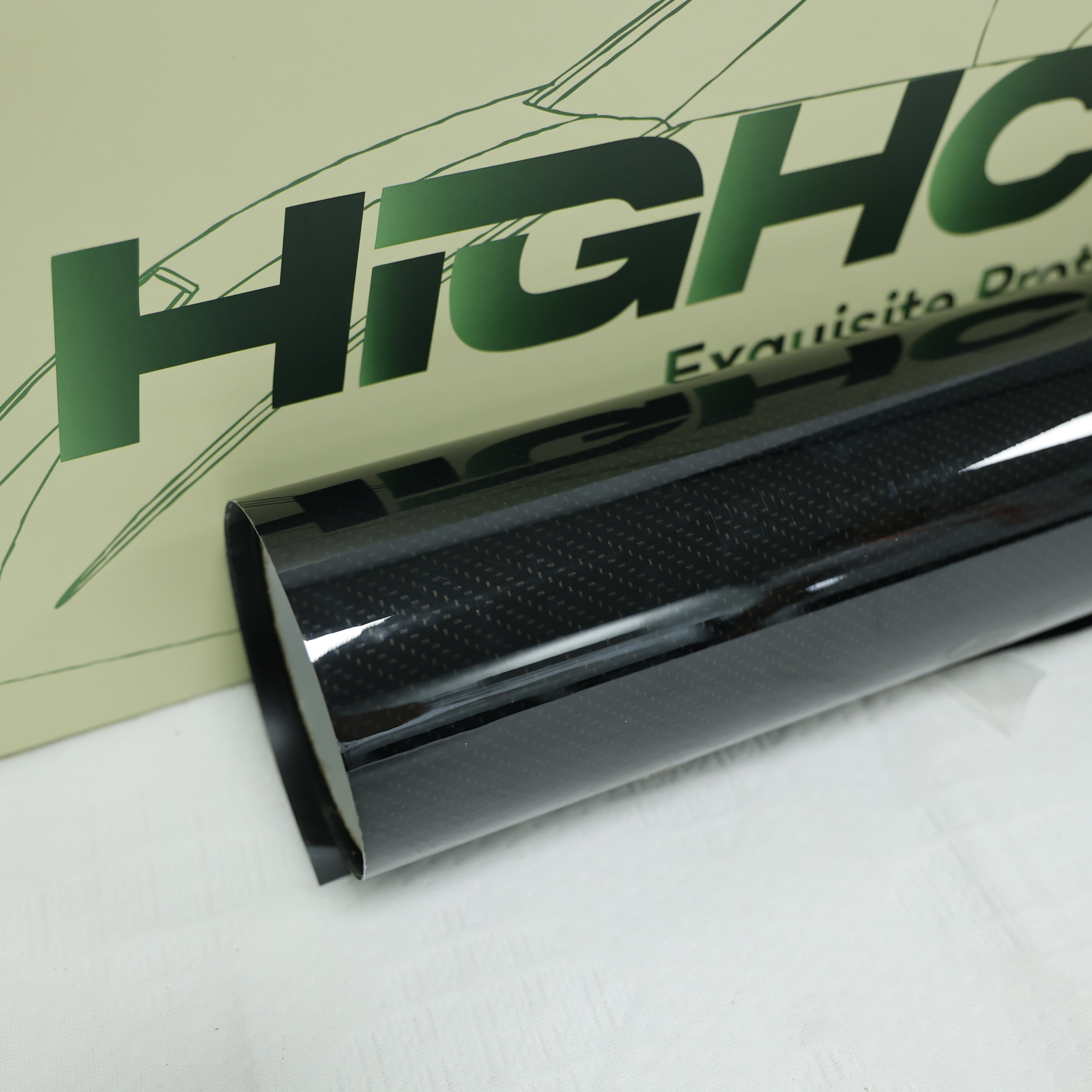Retail HIGHCOOL 6.5mil PVC Car Wrap Film Self-Healing Crystal carbon fiber gold Full High Gloss Tint Color Changing Car Film