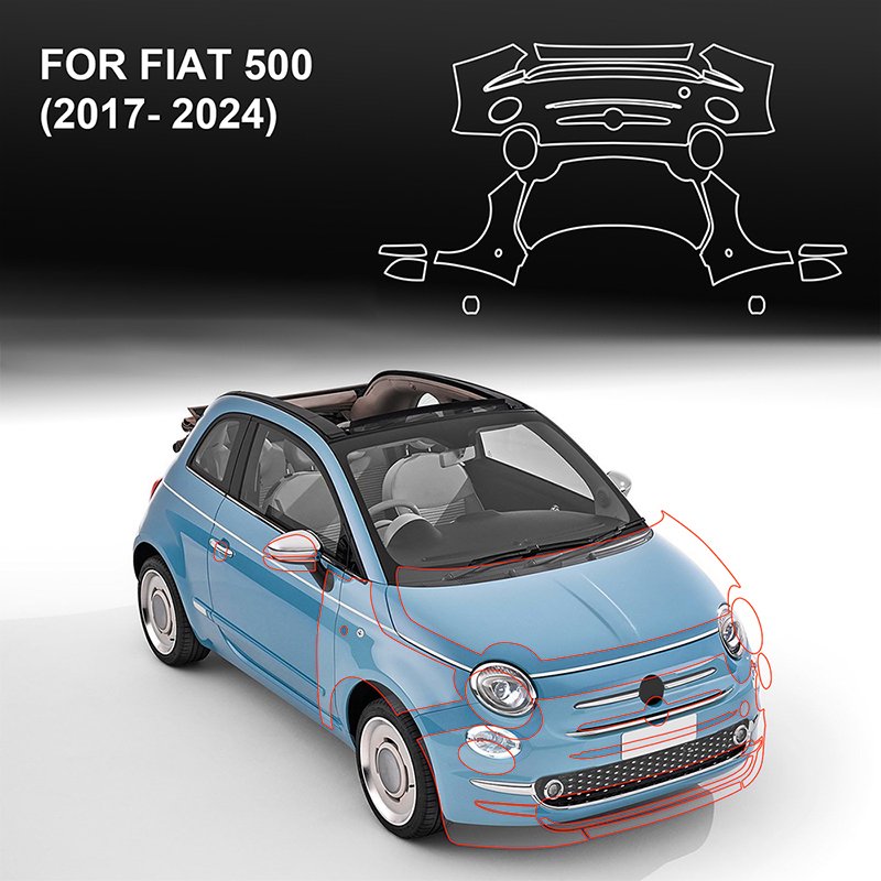 For Fiat 500 2017 2018 2019 2020 2021 2022 2023 2024 TPU full car custom transparent anti-scratch film pre-cut protective film