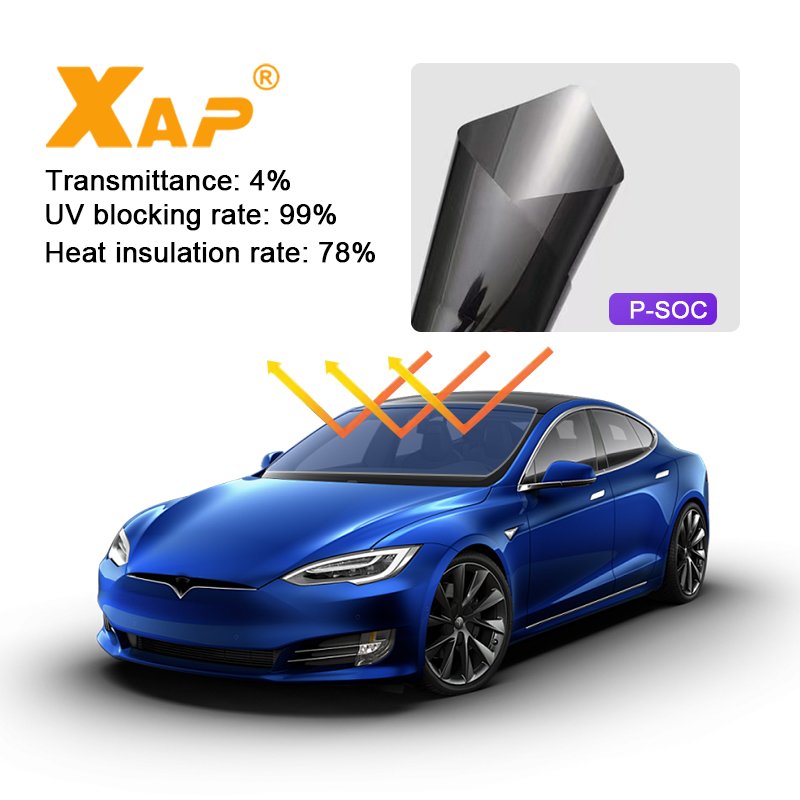 XAP NC-SOC VLT4% UVR99% Nano Solar Film 2 Mil Carbon Window Film for Car Windows 2 PLY Car Window Sticker PET