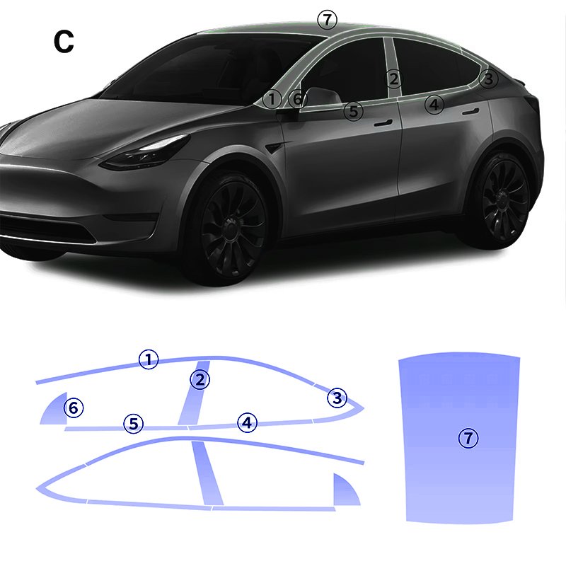 Pre-cut car film self-repairing anti-fouling transparent film suitable for Tesla Model Y 2020-2024 various parts TPU PPF film