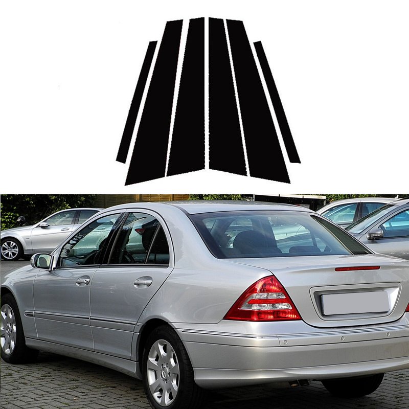 For Mercedes-Benz C-Class (W203) 2001-2007 TPU transparent bright black car exterior window BC center pillar protective film