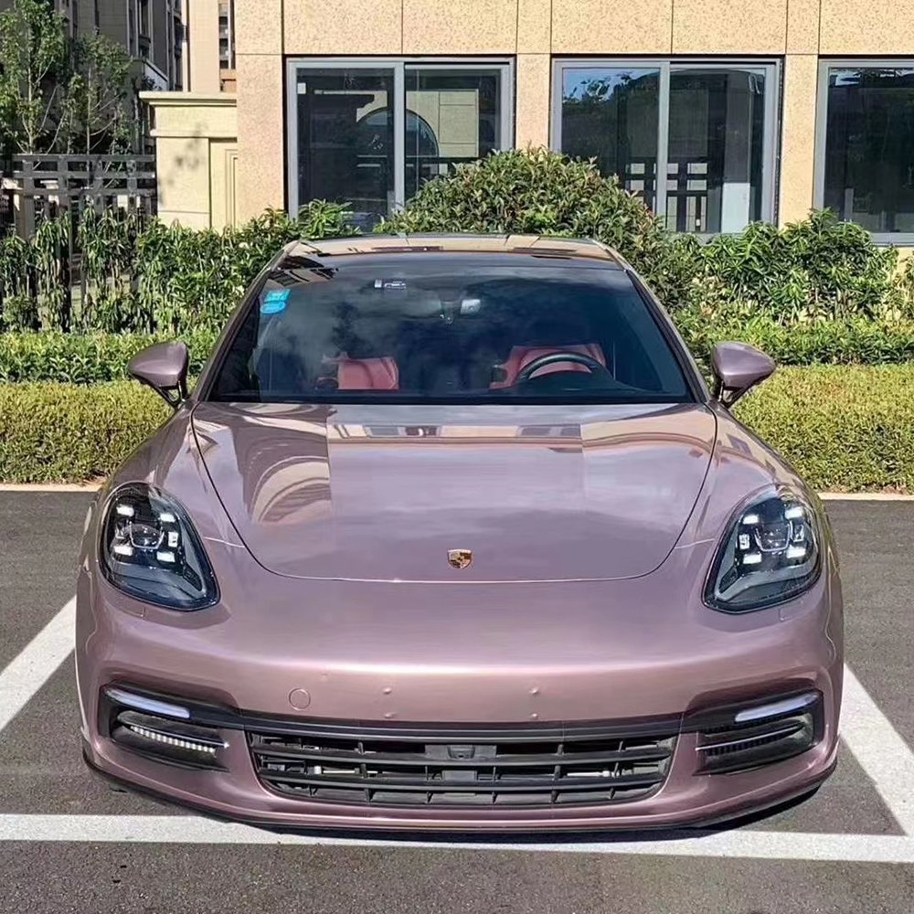 TSAUTOP RoHS Certification Automotive Vinyl Wrap Super Glossy Metallic Rose Pink Vinyl Car Wrapping Paper