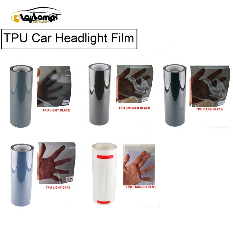 Hot selling TPU Grey blue black Smoky black headlight color film tpu tph car headlight uv protection film