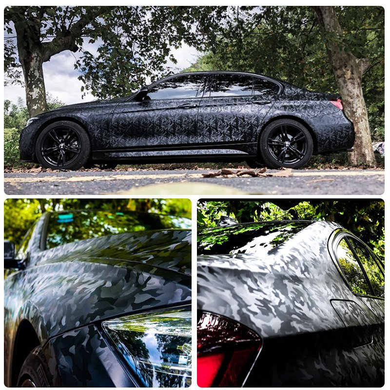 Wholesale Factory Vinyl Wraps Car Body Sticker Carbon Fiber 3D Pattern Camouflage Camo Ghost Black Car Wrap Vinyl Film