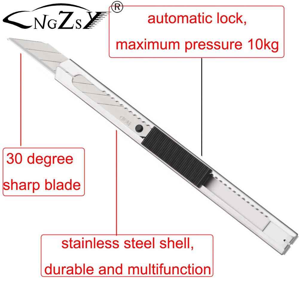 Stainless Steel 30 Degree Blade Office Knife Diy Art Cutter Knife Stationery School Tools Paper Tailoring Car Wraps Knives E02
