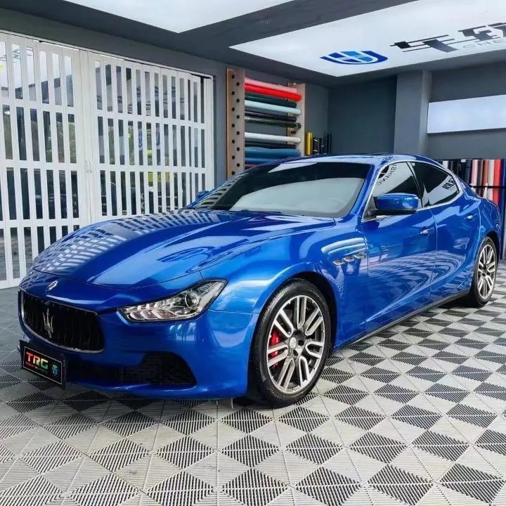 5*59 ft ultra bright high gloss blue vinyl bubble free metal Coast Blue color changing car trim covered with stickers