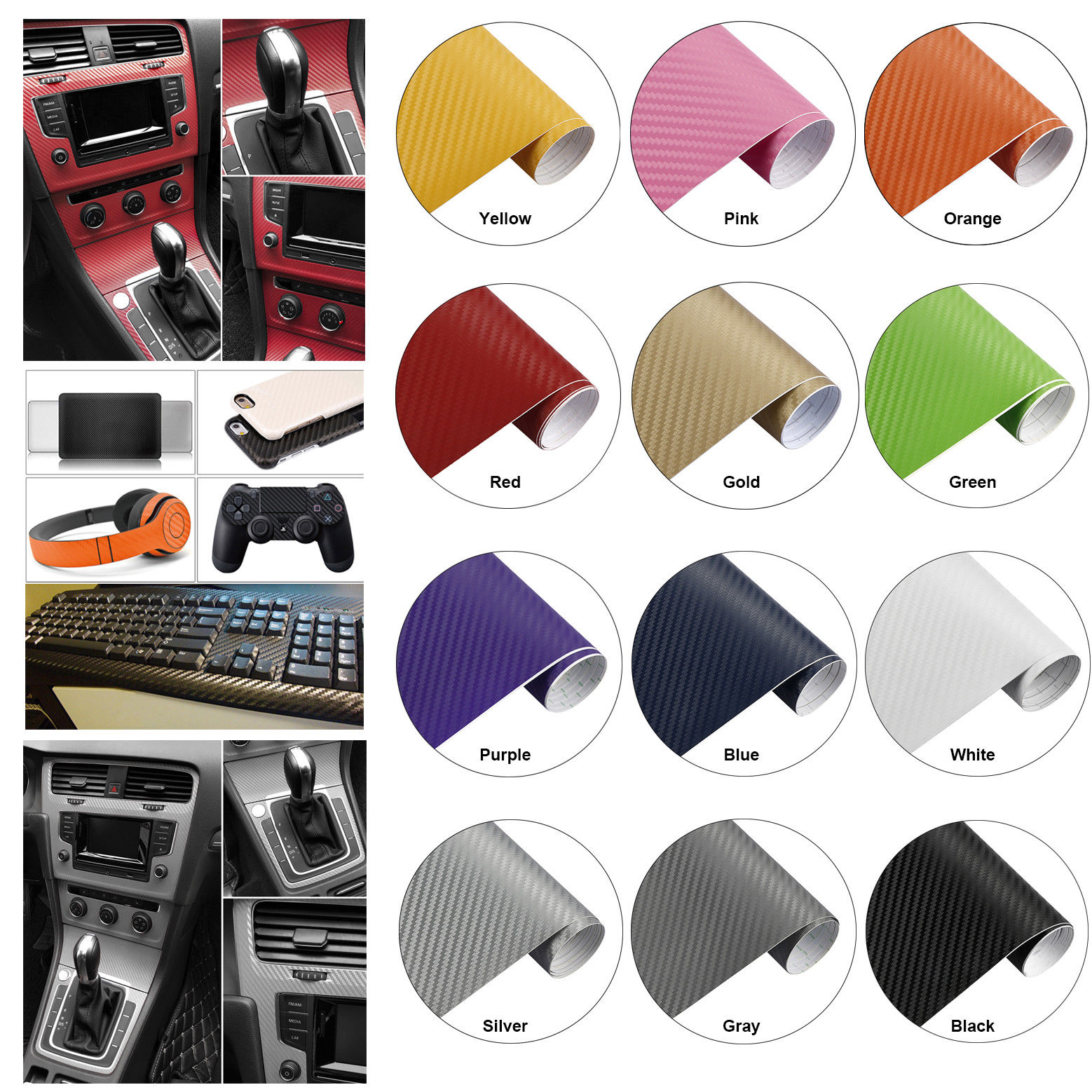 Premium Grade Car 3d Carbon Fiber Vinyl Wrap Adhesive Body Vinyl Film