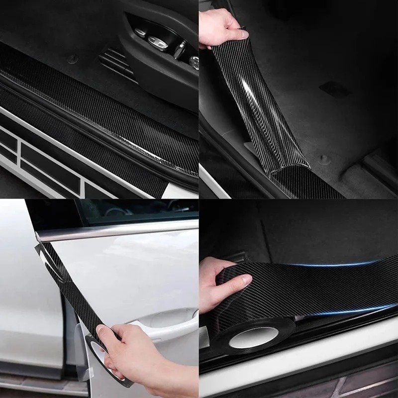 Carbon Fiber Car Sticker Paste Protector Strip Auto Door Sill Side Mirror Anti Scratch Tape Waterproof Protection Film