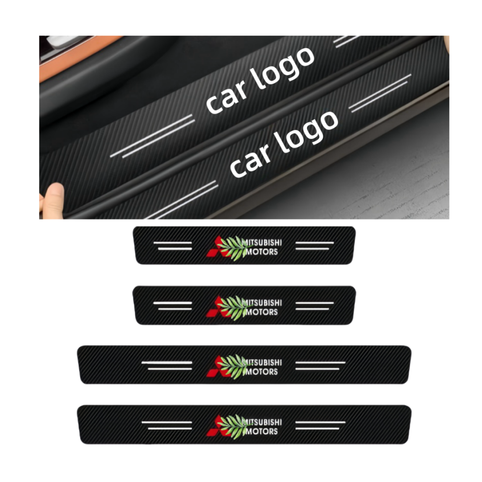 for Mitsubishi. car carbon fiber leather threshold protection stickers brand-new upgrade scratch-resistant and wear-resistant