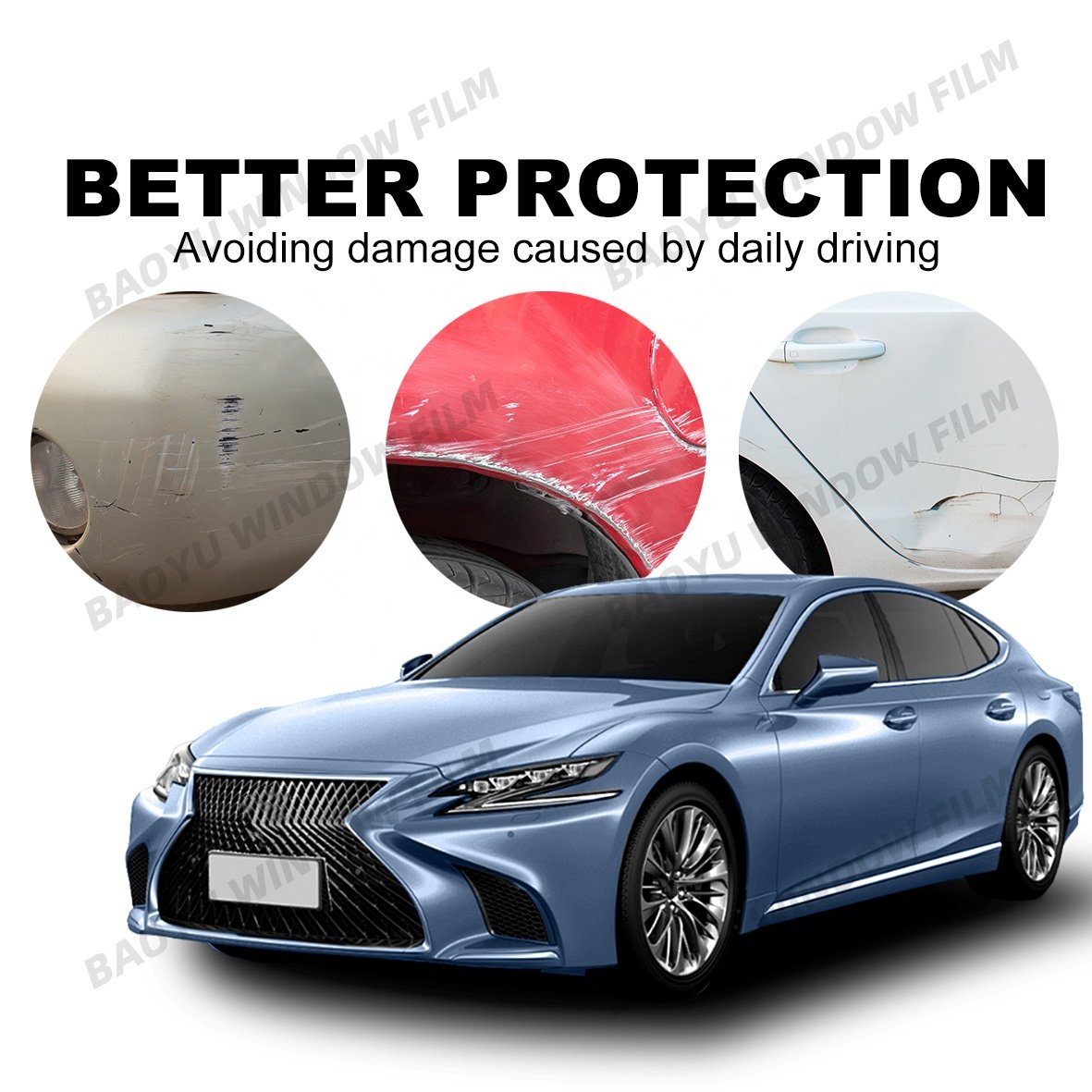1.52m*15m tpu SUPER BRIGHT METAL GREY BLUE colored PPF self-healing car paint protection film chang color