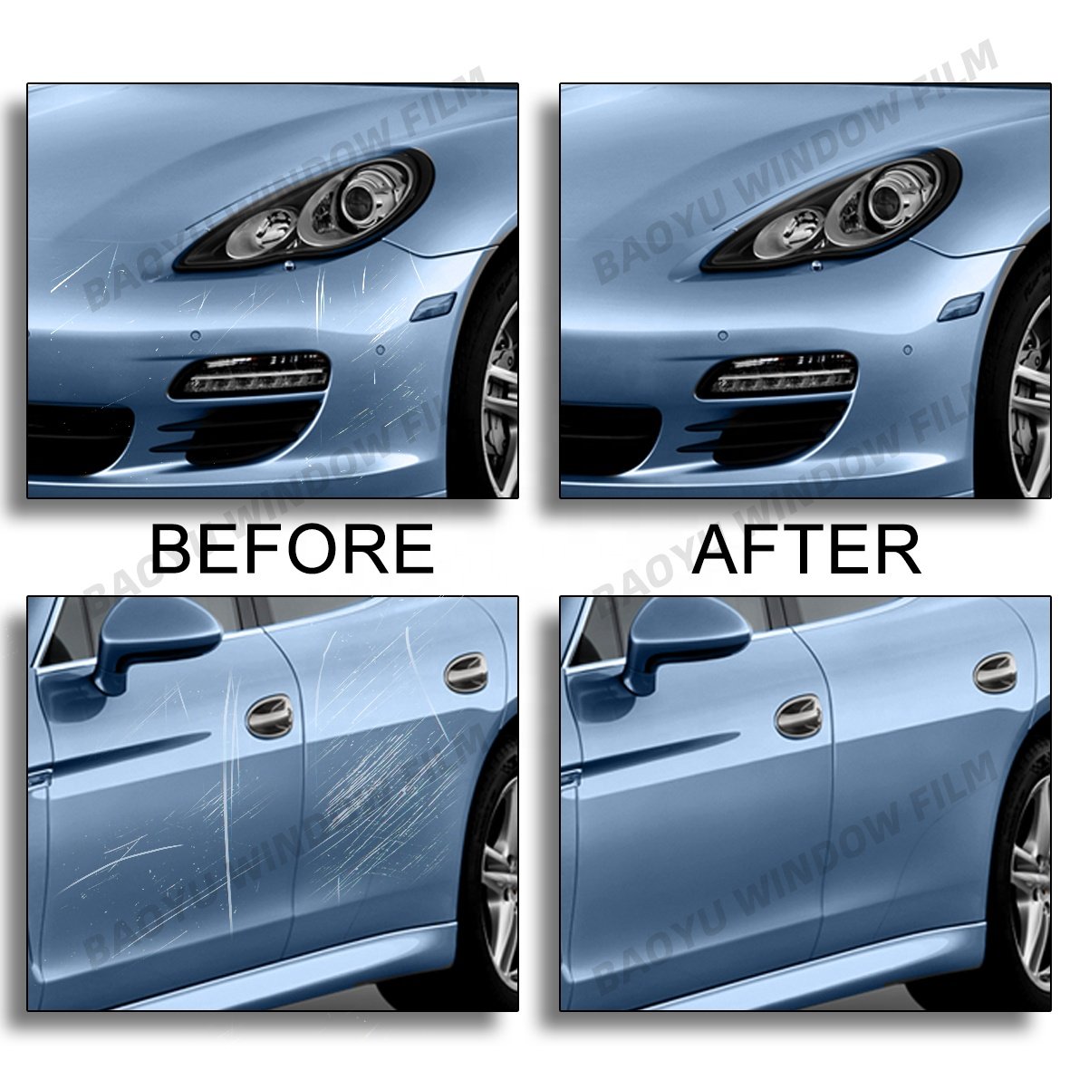 1.52m*15m tpu SUPER BRIGHT METAL GREY BLUE colored PPF self-healing car paint protection film chang color