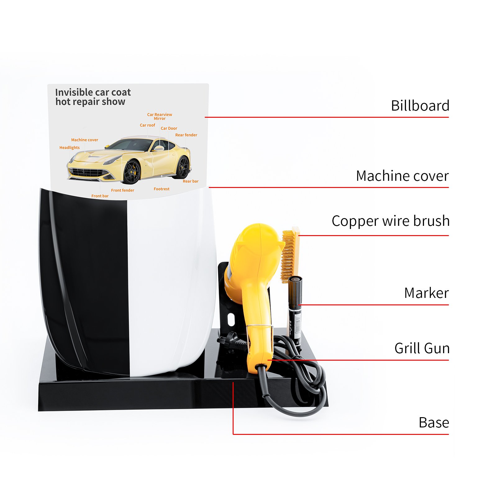 Car Paint Protective Film Hotfixes Tester PPF repair display tools kit Transparent Film heating Testing Demo Machine