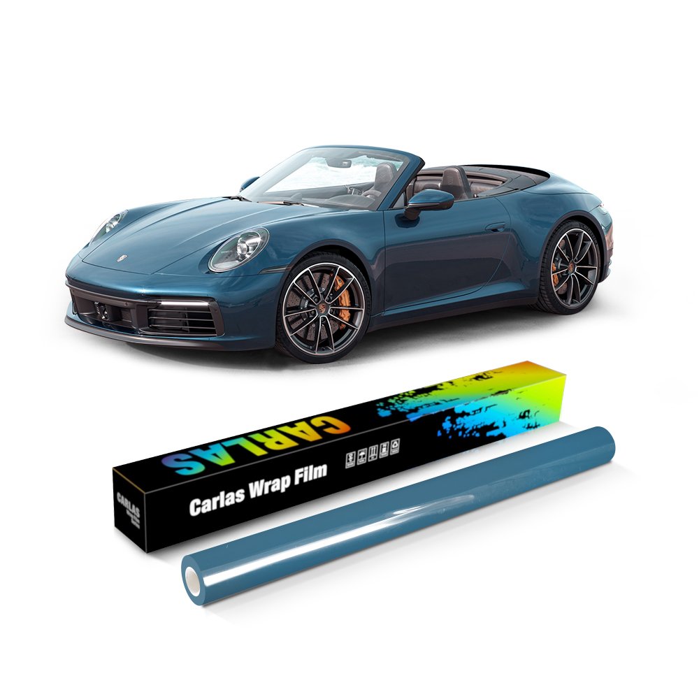CARLAS Car Wrap Gloss Prussian Blue PPF Auto Body Stickers Self Adhesive Vehicle Wrapping Foil TPU Car Film