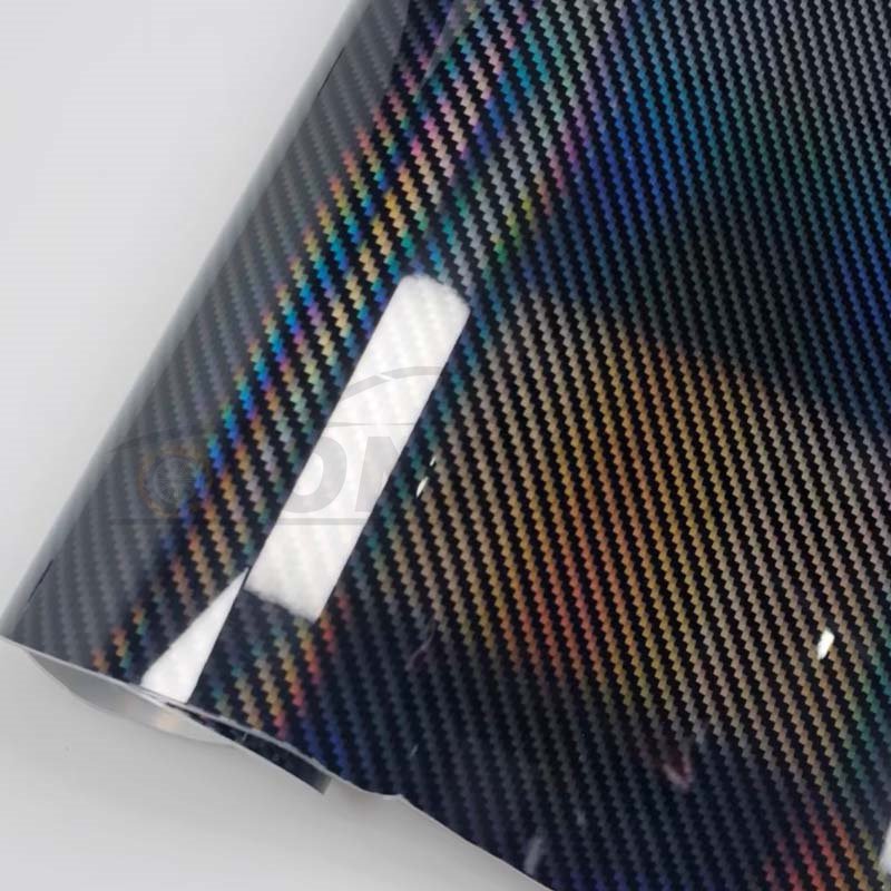 High Gloss Laser Rainbow Carbon Fiber Vinyl Car Stickers Motorcycle Body Stickers Car Film Covers Color Changing Wrap Foil