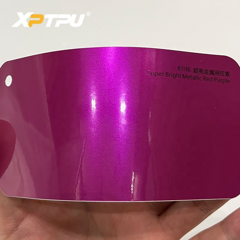 Hot Selling PET PVC Vinyl Wrap Film Roll Super Glossy Metallic Purple Auto Wrapping Film Self Adhesive Vinyl Car Wrap