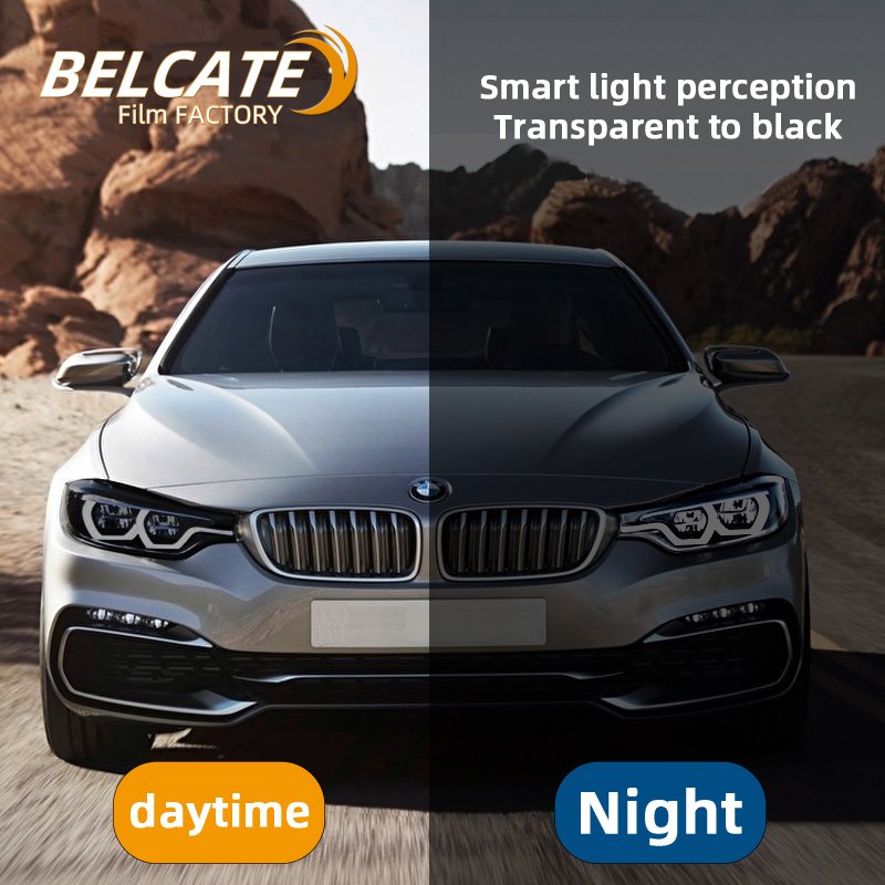 BELCATE Wholesale TPU Photochromic Headlight Film White to Purple Color Car Headlight Film Anti Scratch Self Healing