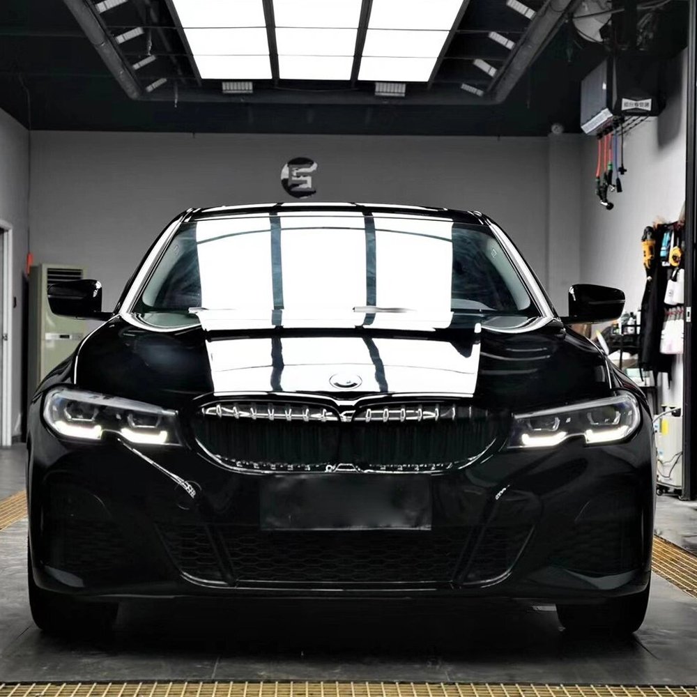 Premium PET Gloss Candy Black Vinyl Wrap Film Rolls For Car Black Glossy
