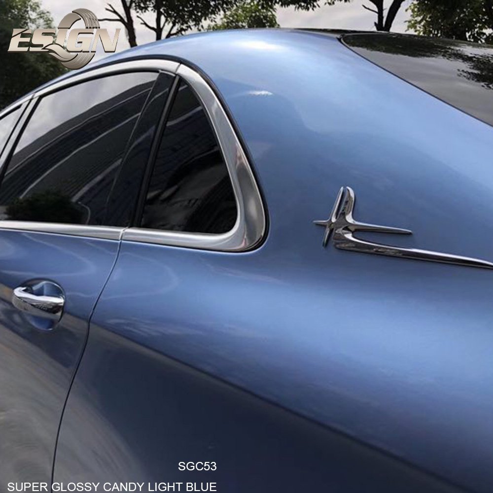 AURORA FILM LIGHT BLUE Vinyl Wrap Film For Whole Car Covering Foil Low Tack Glue 1.52X18m 5x59ft Roll Air Release