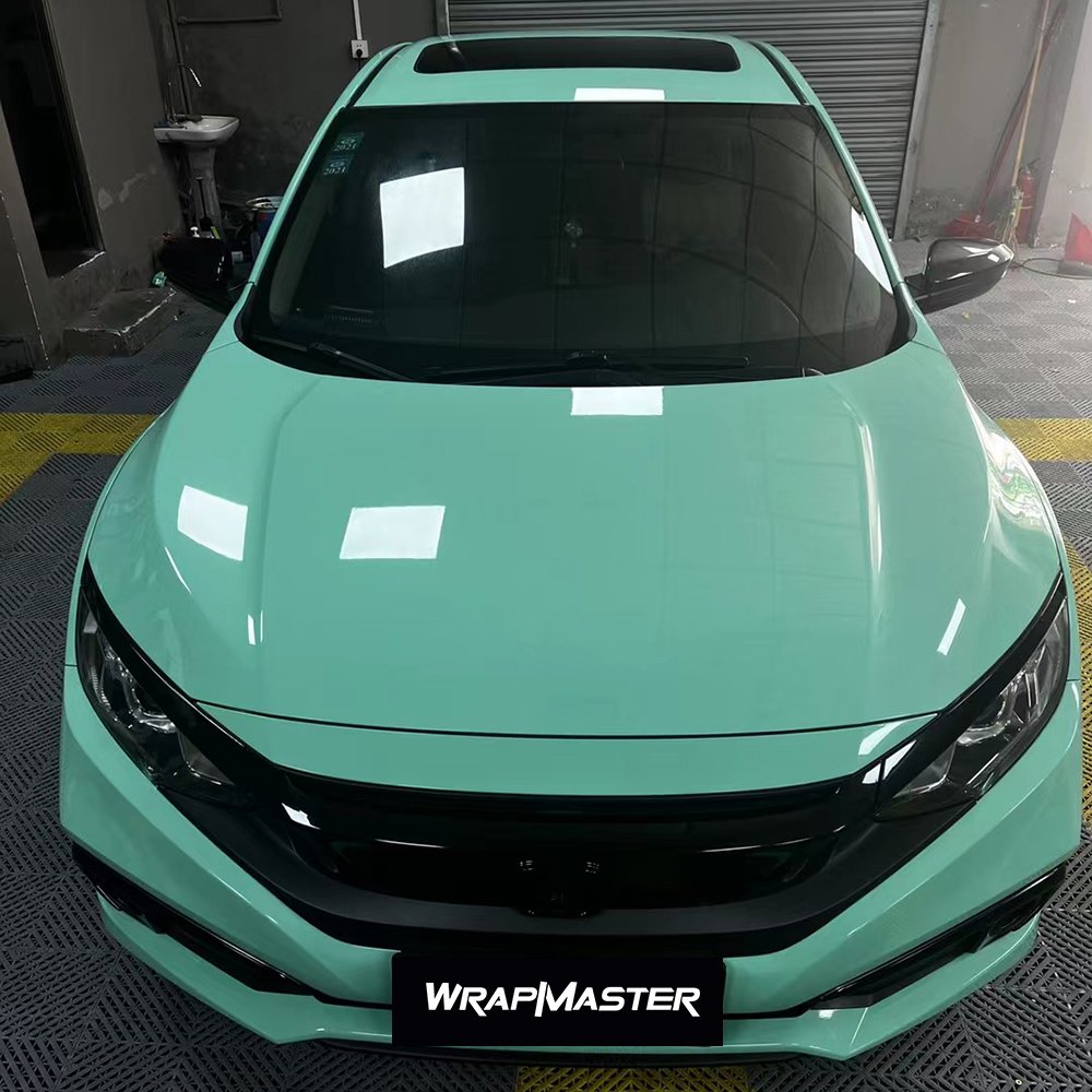 WRAPMASTER 1.52*18metre mint green PET gloss auto vinyl body car wrap colors sticker