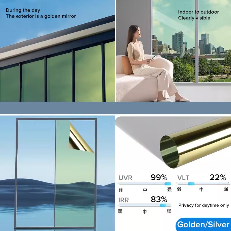 viwocool Architecture Film Blue Silver Color One Way Mirror car films High Reflective 1.52*30m/roll for Building films