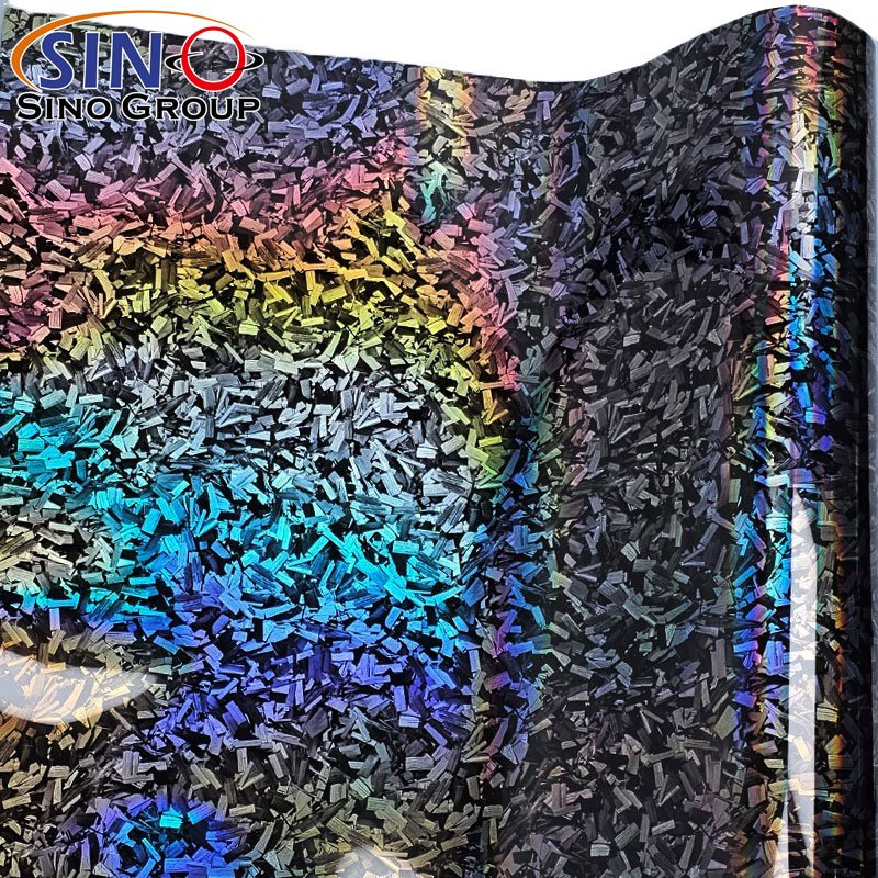 Wholesale Super Glossy Forged Carbon Fiber laser Car film For Vehicle Car Wrap Vinyl Roll Holographic Carbon Fiber Silver Gold
