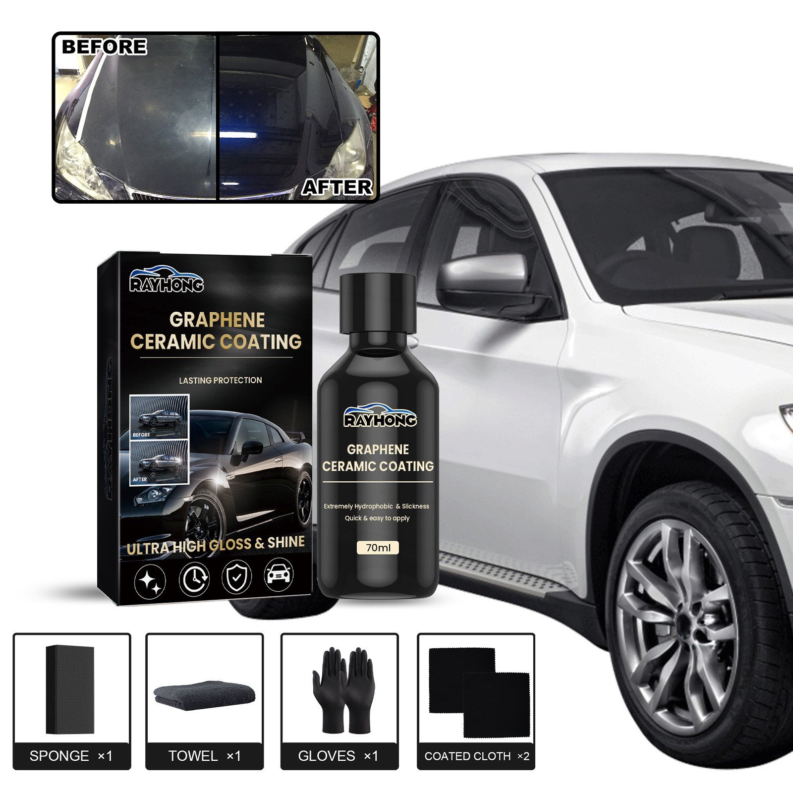 70ml Auto Graphene Ceramic Coating Crystal Plating Film Waterproof Coating Glaze Curing Car Paint Ceramic Coating