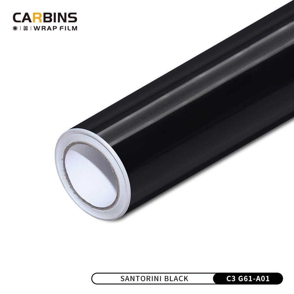 1.52*18m Car Films Factory Self-adhesive Bubble Free Car Stickers PET Santorini Black Vinyl Wrap Rolls For Car