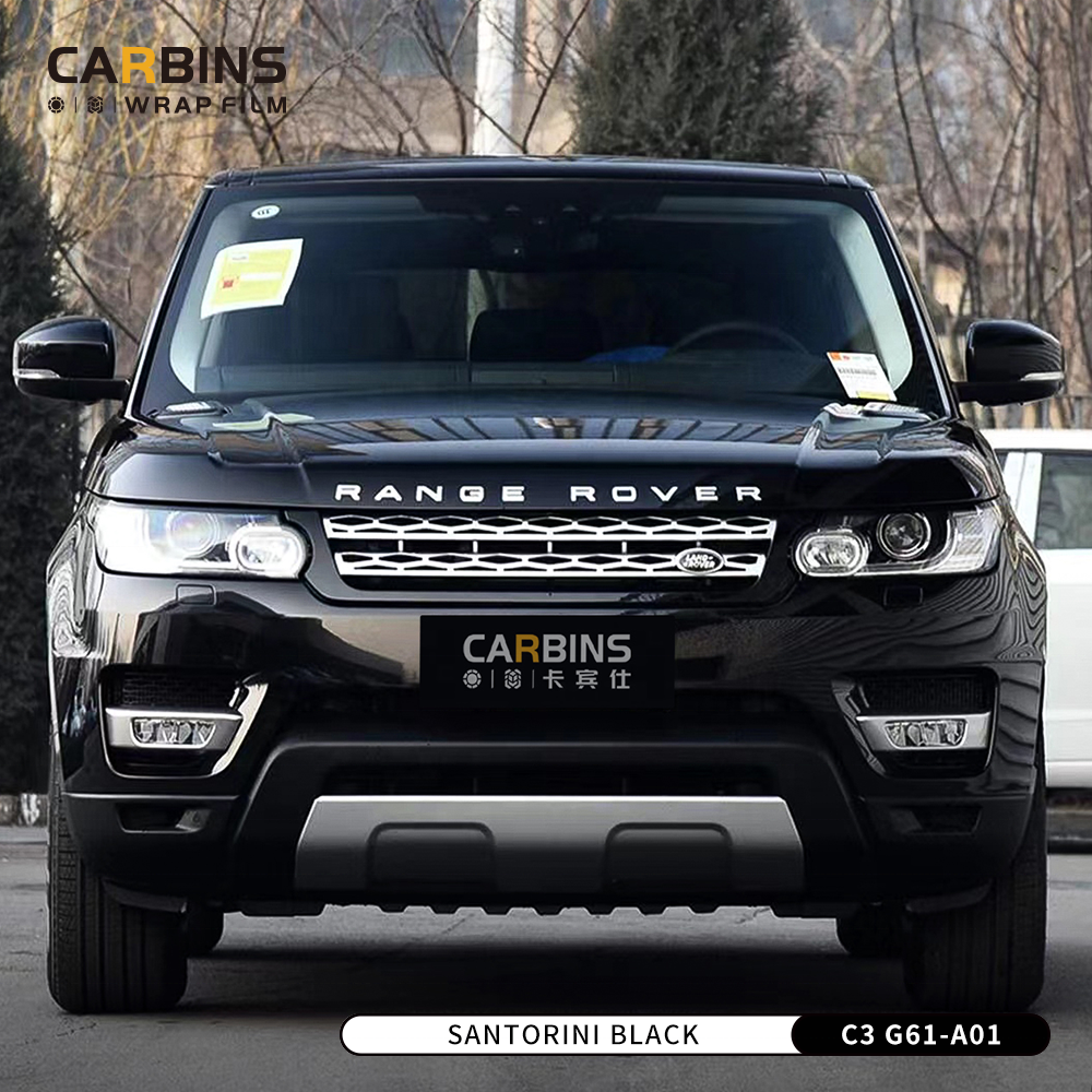 1.52*18m Car Films Factory Self-adhesive Bubble Free Car Stickers PET Santorini Black Vinyl Wrap Rolls For Car