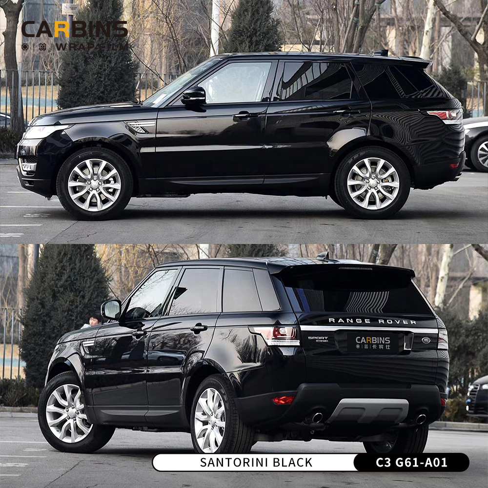 1.52*18m Car Films Factory Self-adhesive Bubble Free Car Stickers PET Santorini Black Vinyl Wrap Rolls For Car