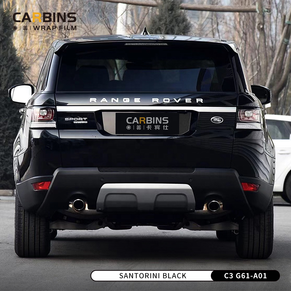 1.52*18m Car Films Factory Self-adhesive Bubble Free Car Stickers PET Santorini Black Vinyl Wrap Rolls For Car
