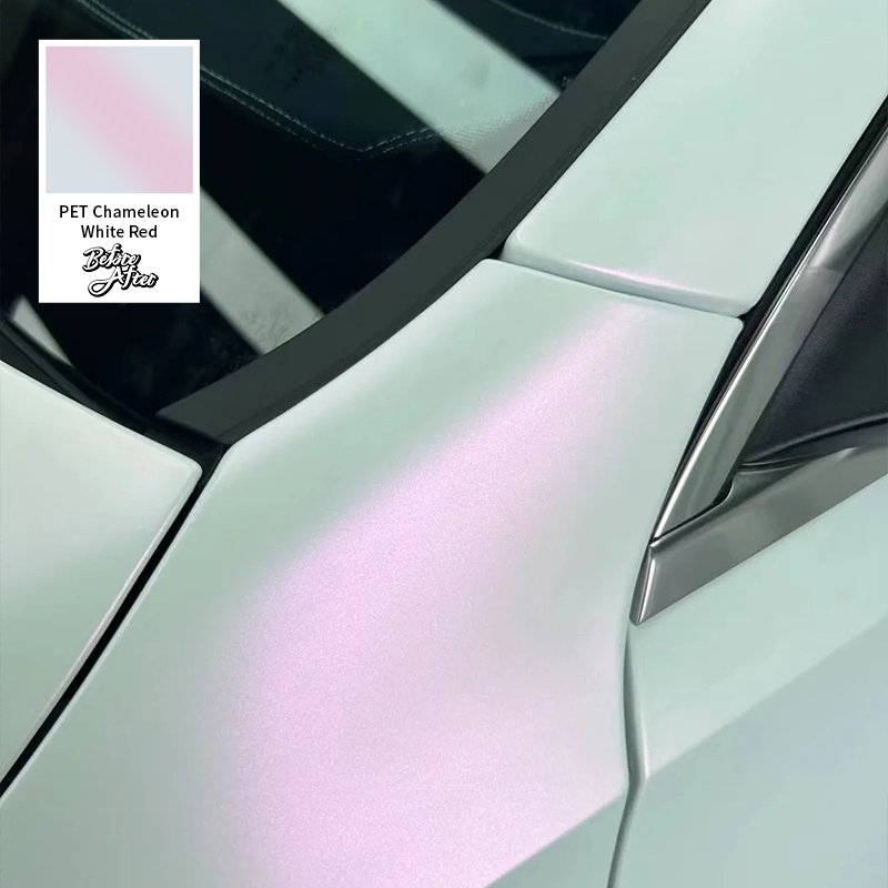 China manufacture car vinyl wrapping film matte white chameleon to red car film PET wrap rolls for Mercedes Benz car