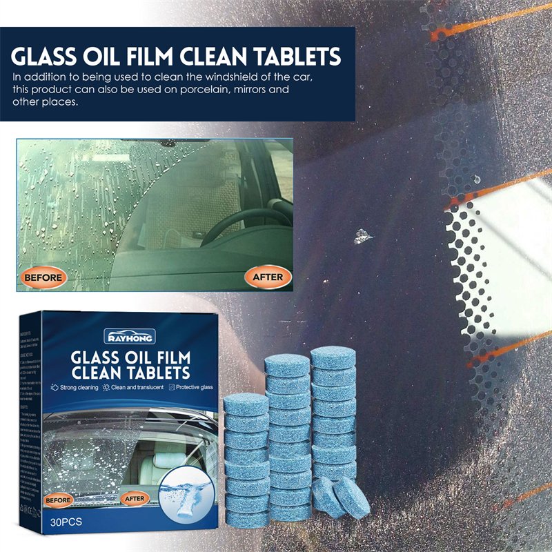 Rayhong 30pcs glass oil film clean tablets porcelain car mirror windshield multipurpose cleaning tablets