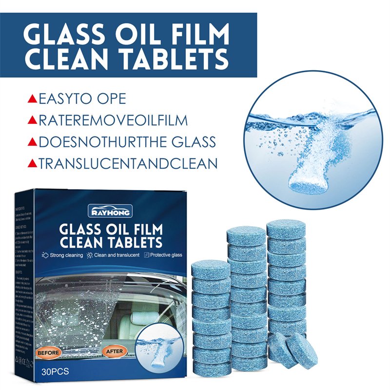 Rayhong 30pcs glass oil film clean tablets porcelain car mirror windshield multipurpose cleaning tablets