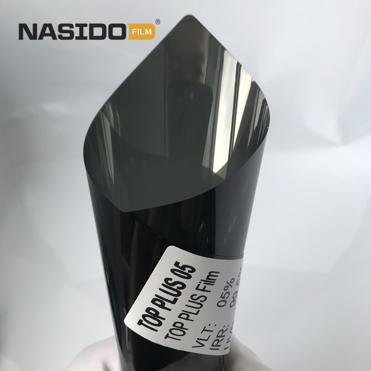 Nasido TOP PLUS 05%VLT heat insulation materials IRR 99% car Deep Black nano ceramics car solar window tinting film