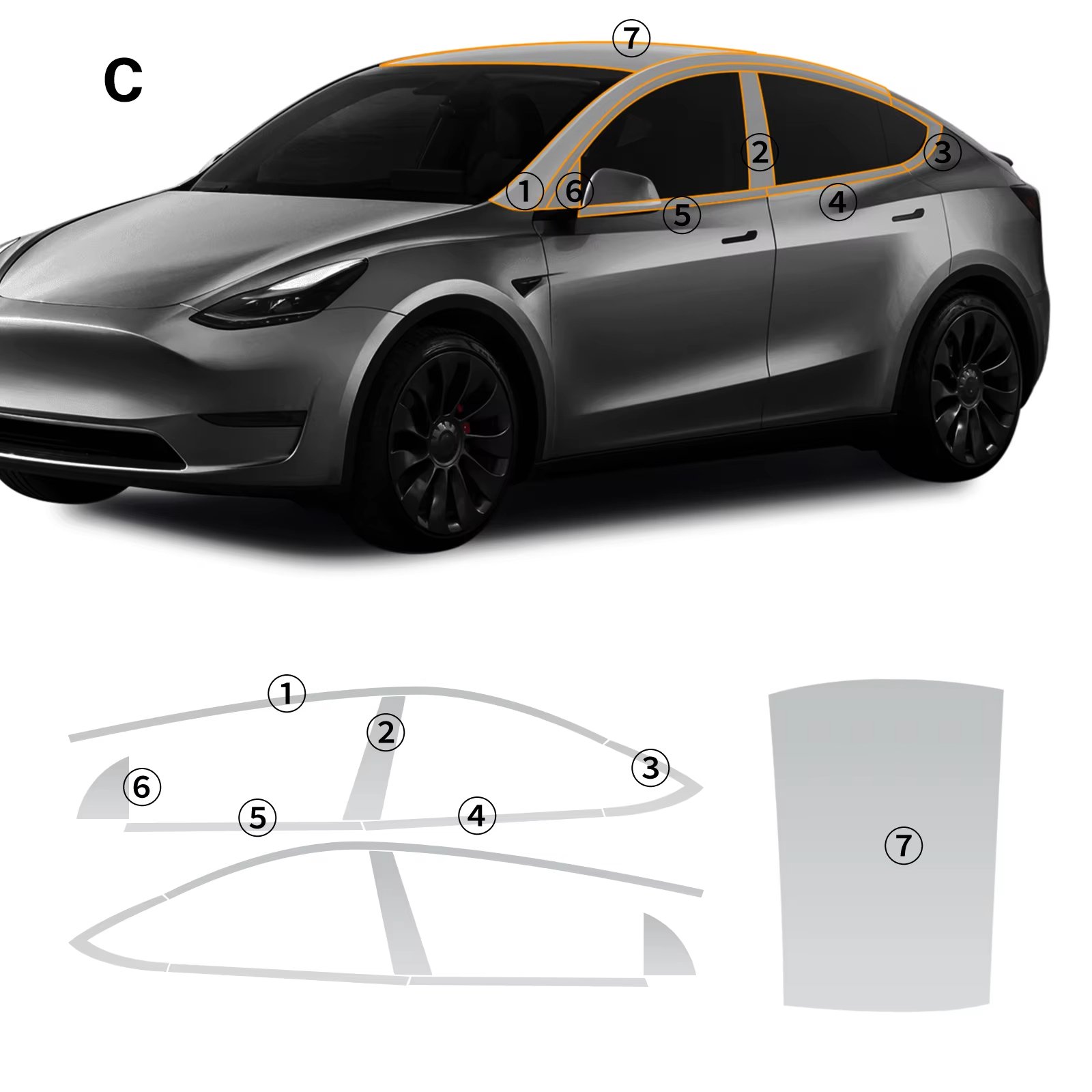 For Tesla Model Y 2020-2024 TPU PPF pre-cut car film for various parts anti-scratch anti-yellowing transparent protective film