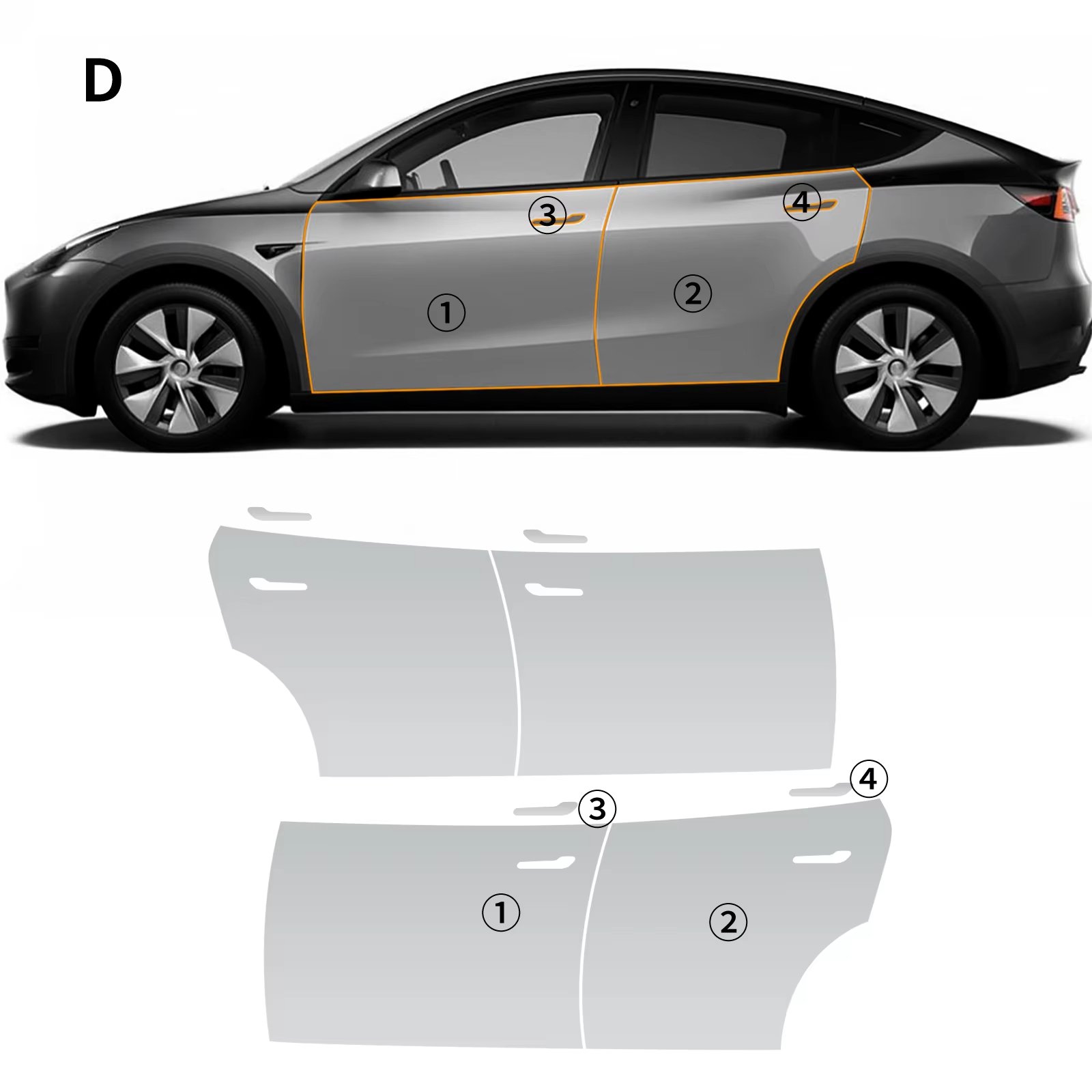 For Tesla Model Y 2020-2024 TPU PPF pre-cut car film for various parts anti-scratch anti-yellowing transparent protective film