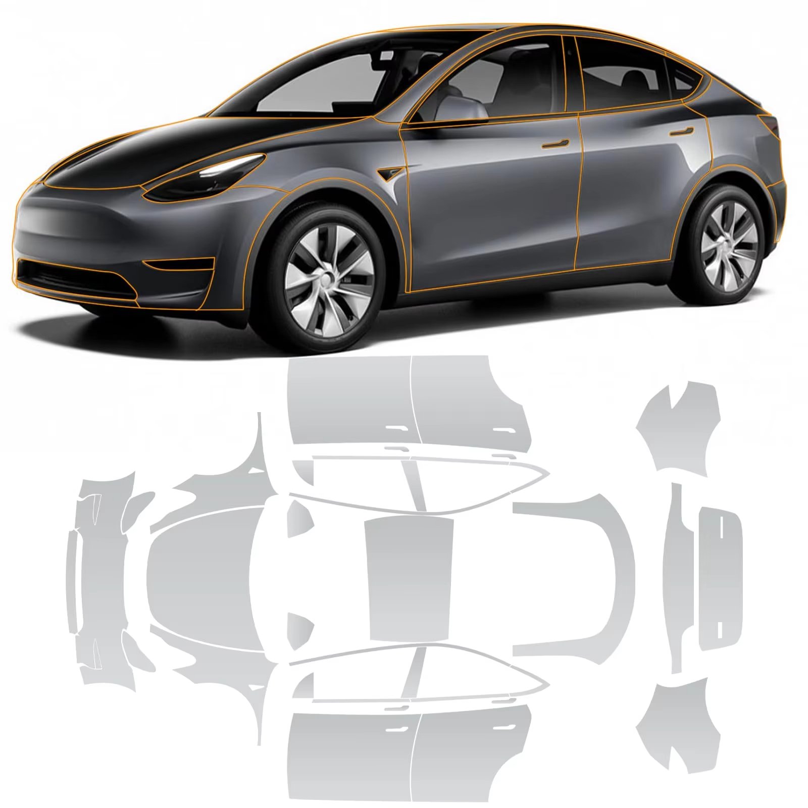 For Tesla Model Y 2020-2024 TPU PPF pre-cut car film for various parts anti-scratch anti-yellowing transparent protective film