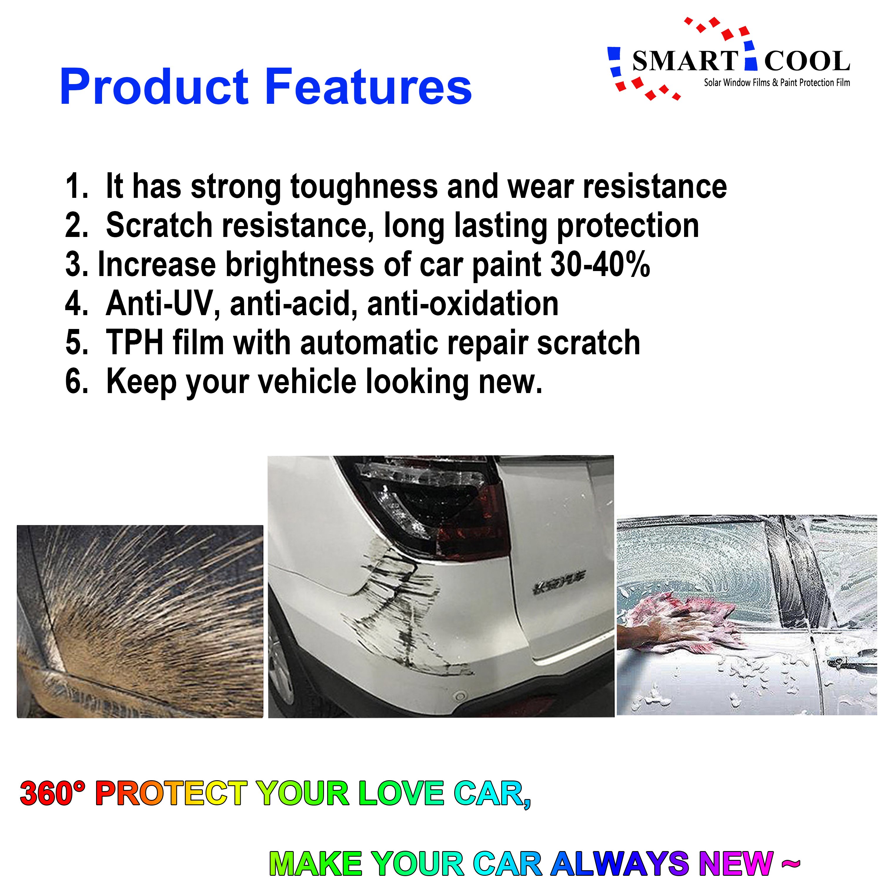10 Years Warranty USA Quality Car Wrap Vinyl Paint Protection Films Car Body Protective PPF TPU TPH Car Films