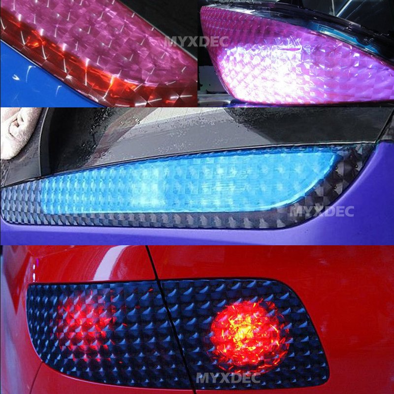 Wholesale PVC Vinyl Roll 3D Lens Cat Eye Car Light Sticker Smoke Headlight Color Changing Car Light Tint Film
