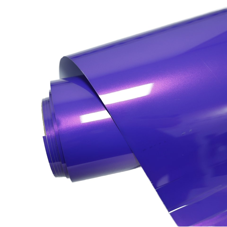 Self-healing High Gloss HIGHCOOL 6.5mil PVC Car Wrap Film Glossy Explosion Purple fiber silver Full Tint Color Changing Car Film