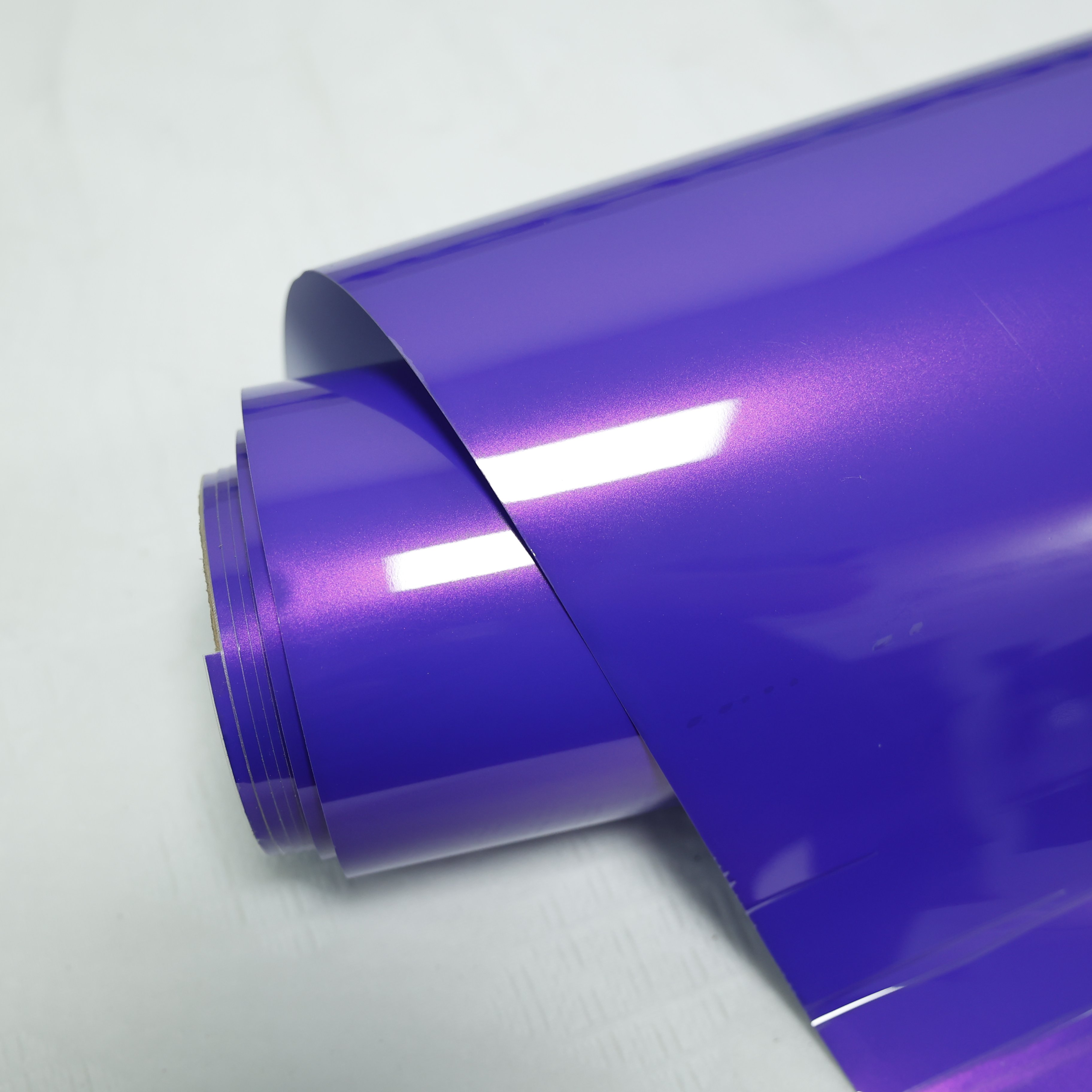 Self-healing High Gloss HIGHCOOL 6.5mil PVC Car Wrap Film Glossy Explosion Purple fiber silver Full Tint Color Changing Car Film