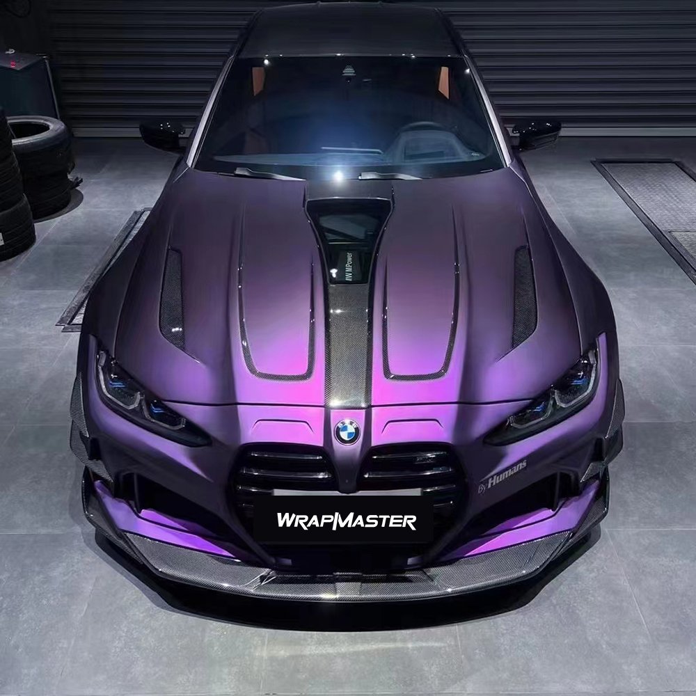 Air Channel Removable Car Sticker Wrapping Paper Ultra Matte Metallic Dark Purple Cast Vinyl Wrap