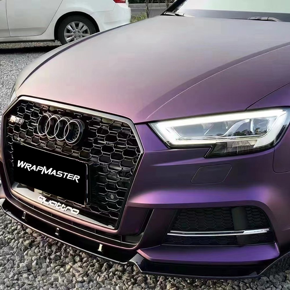Air Channel Removable Car Sticker Wrapping Paper Ultra Matte Metallic Dark Purple Cast Vinyl Wrap