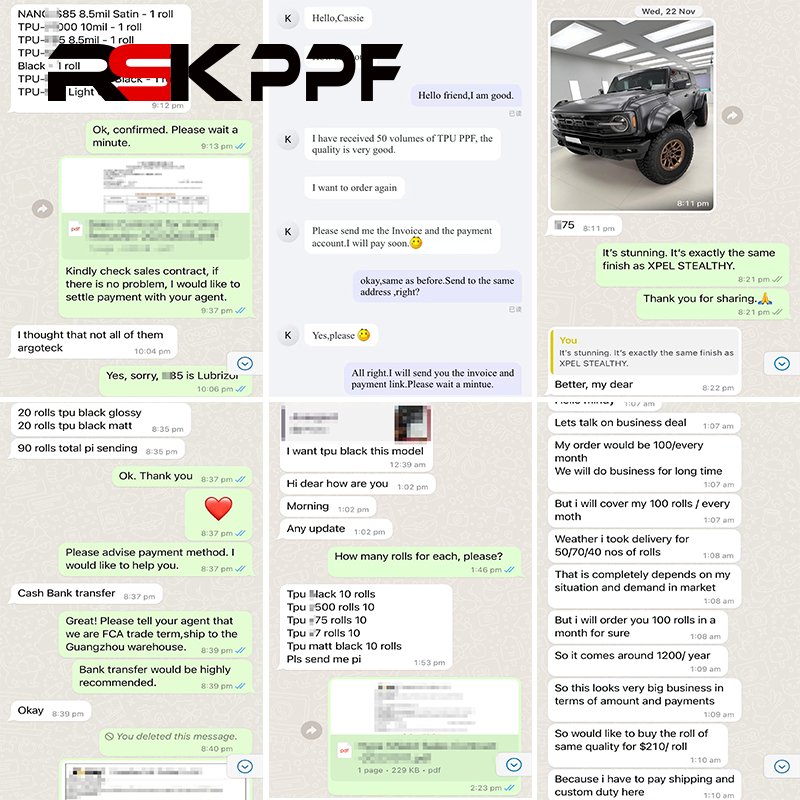 Anti Yellow Self-repair Self Healing Paint Protection Films Air Bubble Free car body Films With Valubale Price TPU PPF