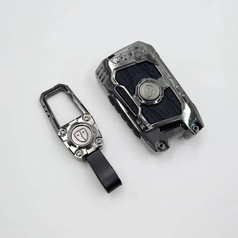 2024 New Car Key Accessories Zinc Alloy Flip Folding Car Key Cover Case with Silicone Buttons Suitable for VW Golf 7 Skoda