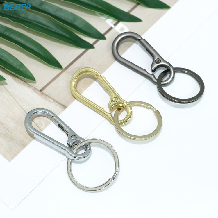 Factory In Stock 46*22mm Carabiner Keychain Safety Snap Hook Metal Clip With 30mm Key Ring For Bag Pet Accessories