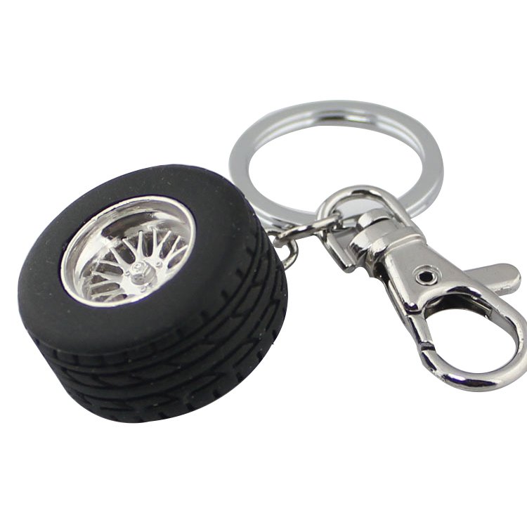 Amerpromo Creative Rubber Keychain Car Wheel Shape Keychain Fashioh Decoration Accessories Wheel Rim Model Keychain